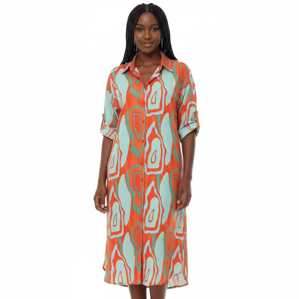 Short Sleeve Buttoned Dress - Image 4