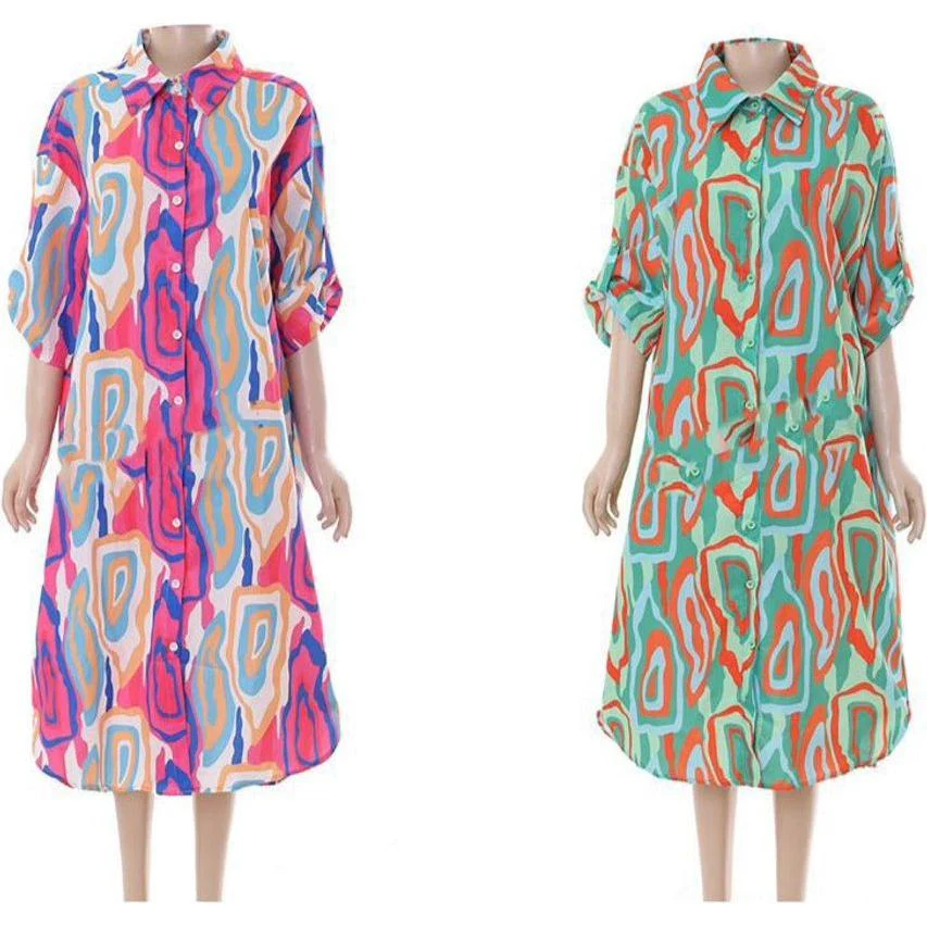Short Sleeve Buttoned Dress - Image 8