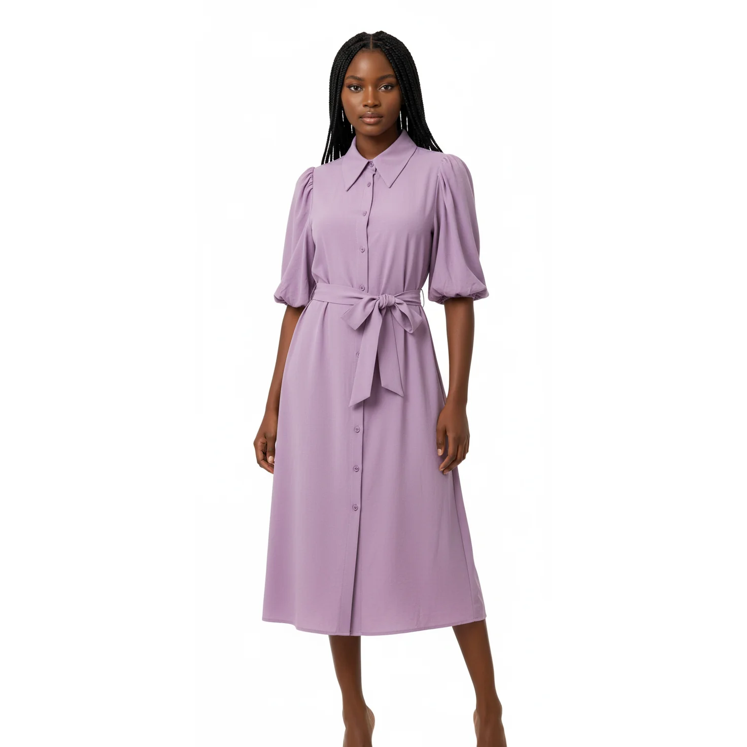 Short Sleeve Buttoned Dress - Image 5