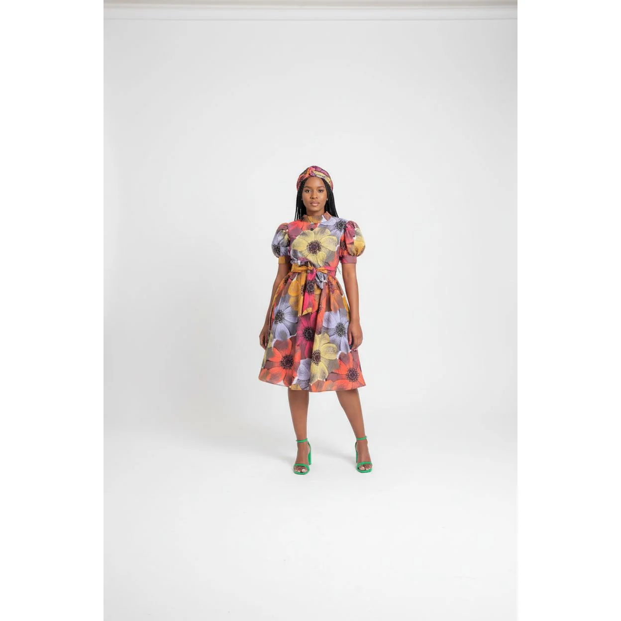 Short Sleeve High Waist Printed Dress - Image 3