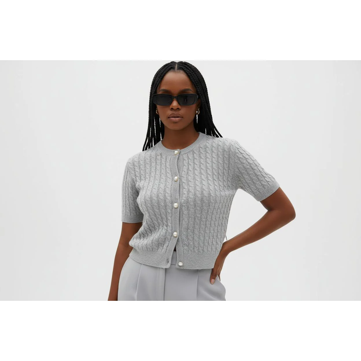 Short Sleeve Knitted bodycon Crop Jersey - Image 3