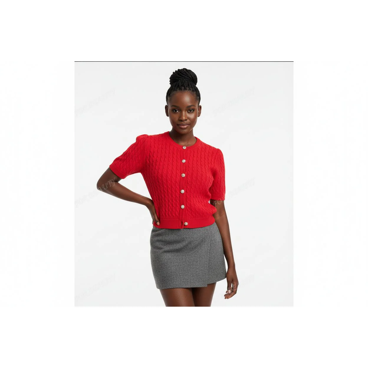Short Sleeve Knitted bodycon Crop Jersey - Image 4