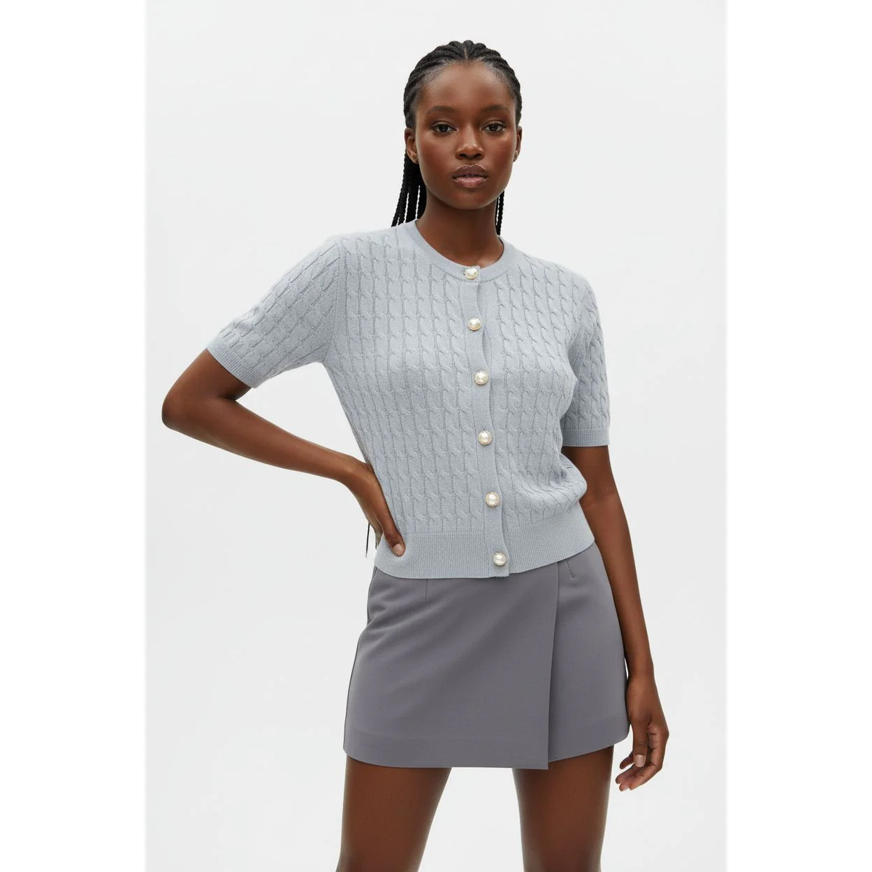 Short Sleeve Knitted bodycon Crop Jersey - Image 7