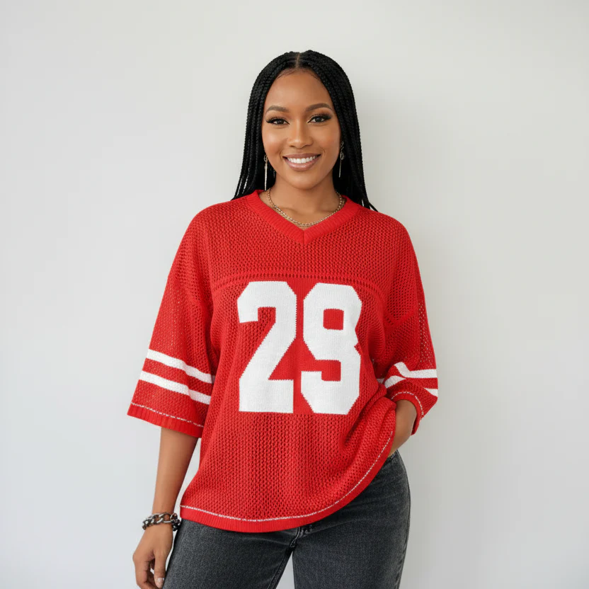 Graphic Shirts V Neck Pullover Sweater - Image 2