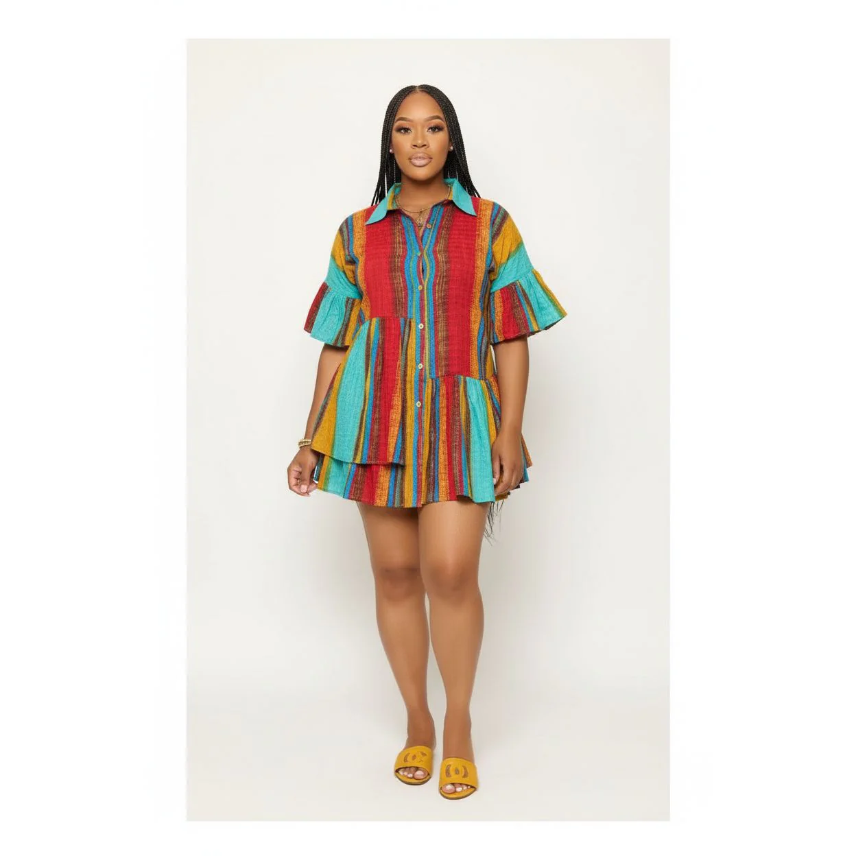 Short Sleeve Lapel Dress