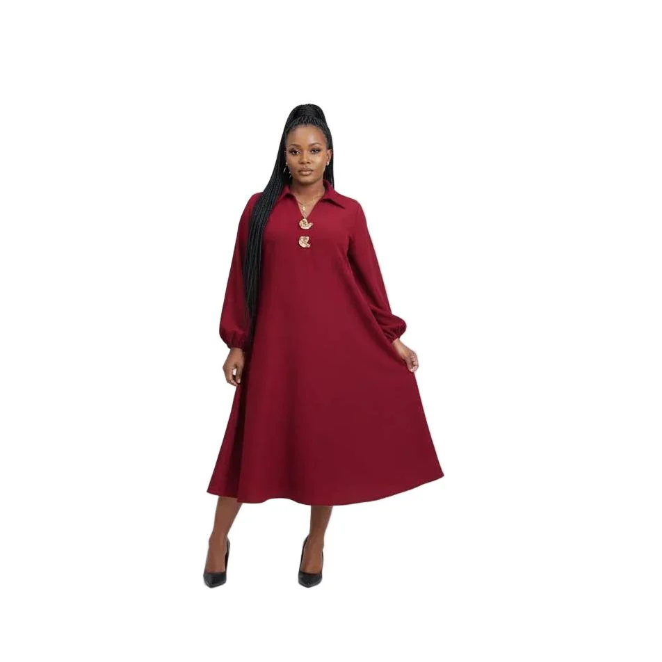 Long Sleeve Lapel Midi Dress - Image 3