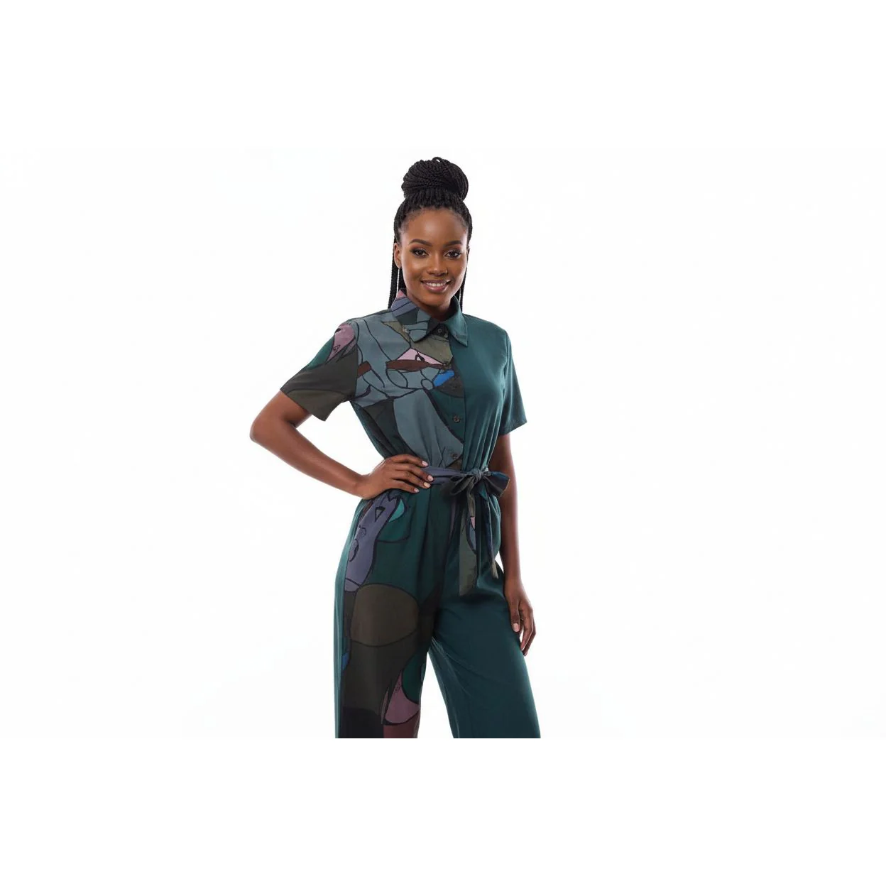 Short Sleeve Multi Printed color Jumpsuit. - Image 4