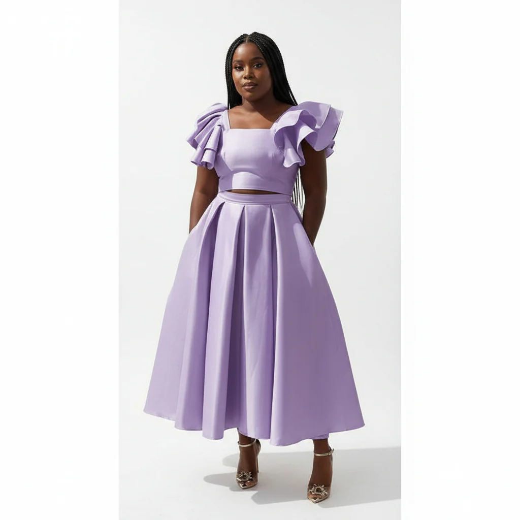 Short Sleeve Ruffle Top & Skirt Set - Image 3