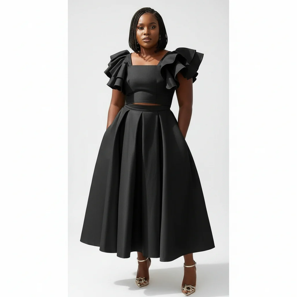 Short Sleeve Ruffle Top & Skirt Set - Image 4