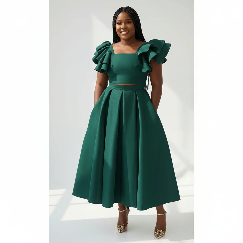 Short Sleeve Ruffle Top & Skirt Set - Image 5