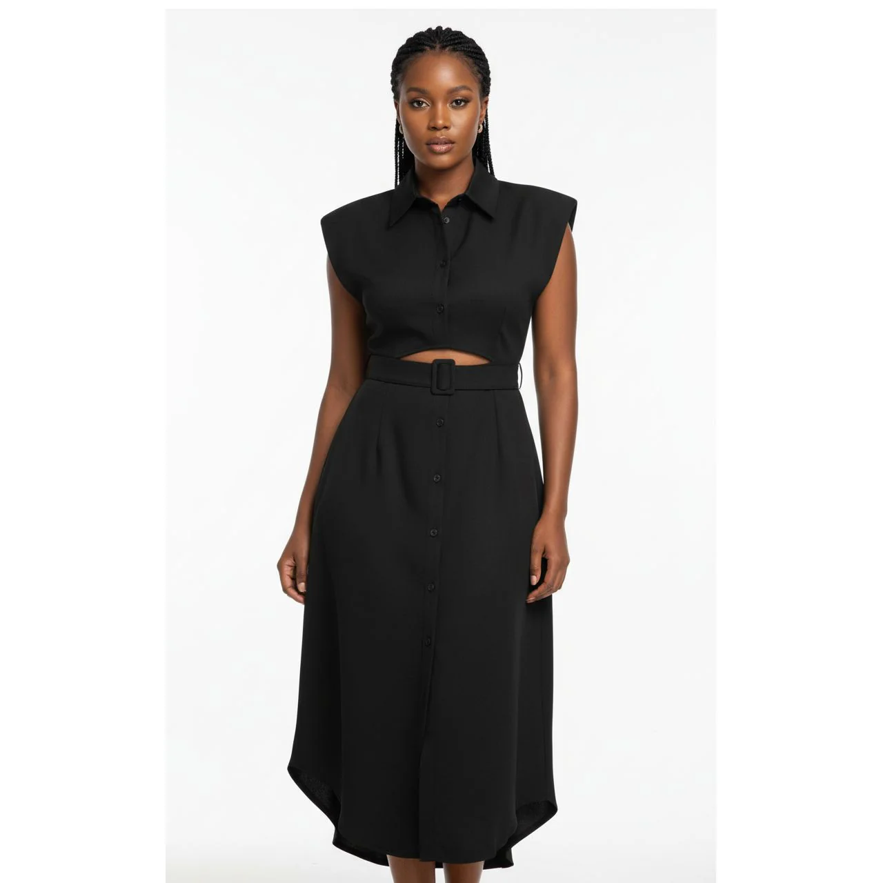 Ruffle Front Trim Button Shirt & Skirt Set. - Image 2