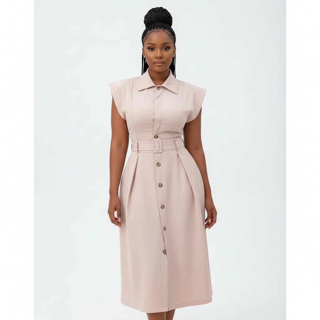 Ruffle Front Trim Button Shirt & Skirt Set. - Image 3
