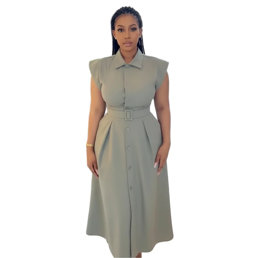 Ruffle Front Trim Button Shirt & Skirt Set. - Image 5
