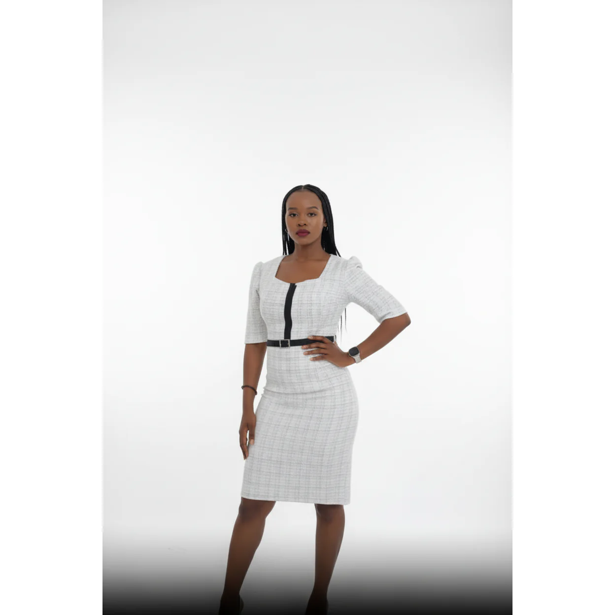 Short Sleeve Square Neck Dress - Image 2