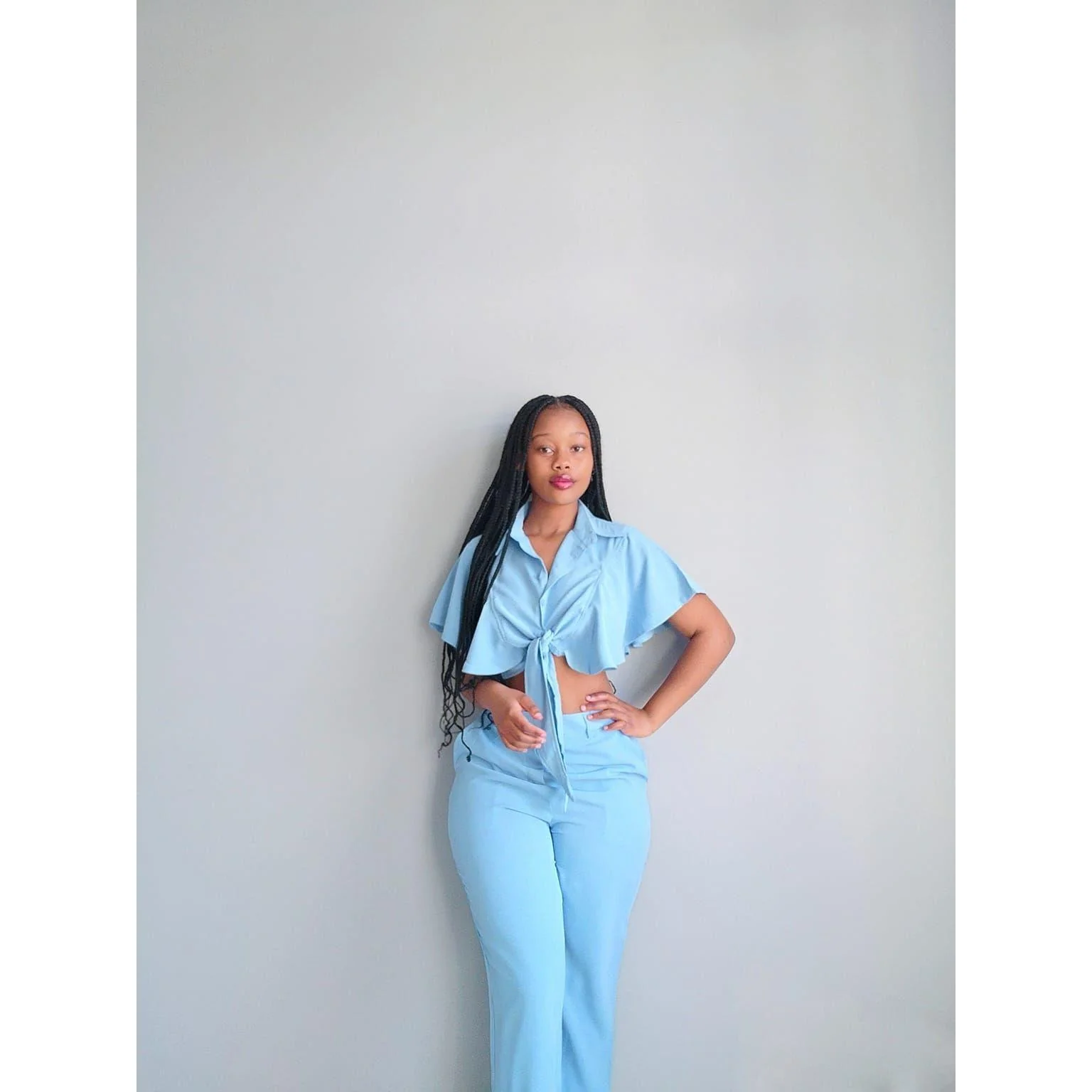 Short Sleeve Top and High Waisted Pant Set - Image 3