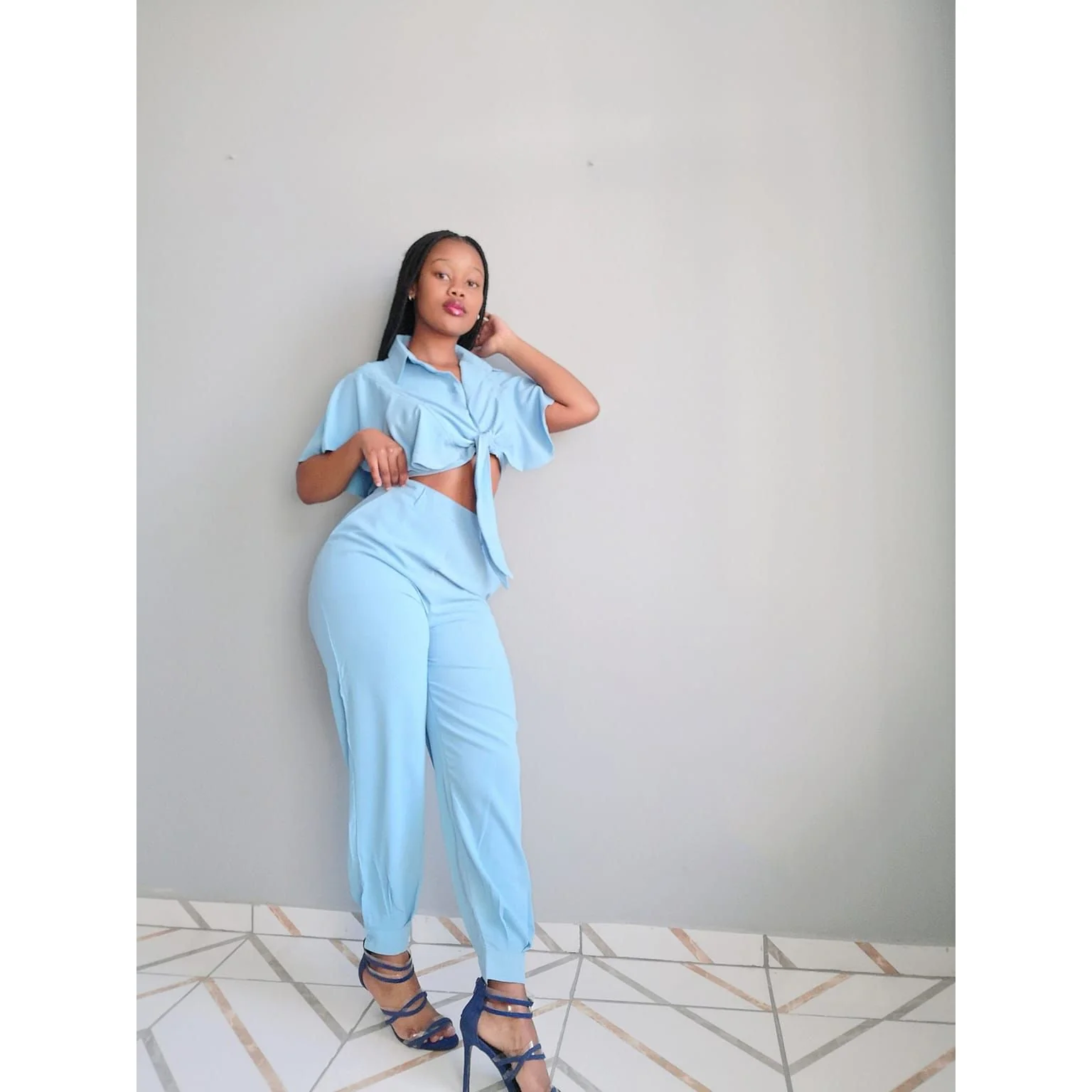 Short Sleeve Top and High Waisted Pant Set - Image 4