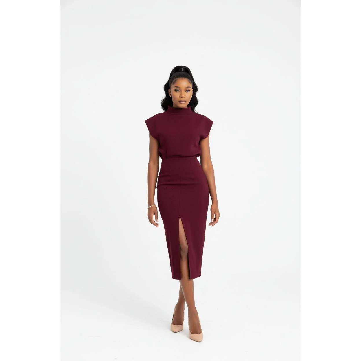 Short Sleeve Top & Bodycon Peplum Pencil Skirt Set - Image 3
