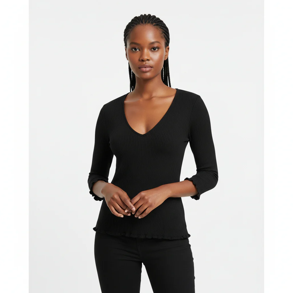 Short Sleeve V-Neck Top - Image 2