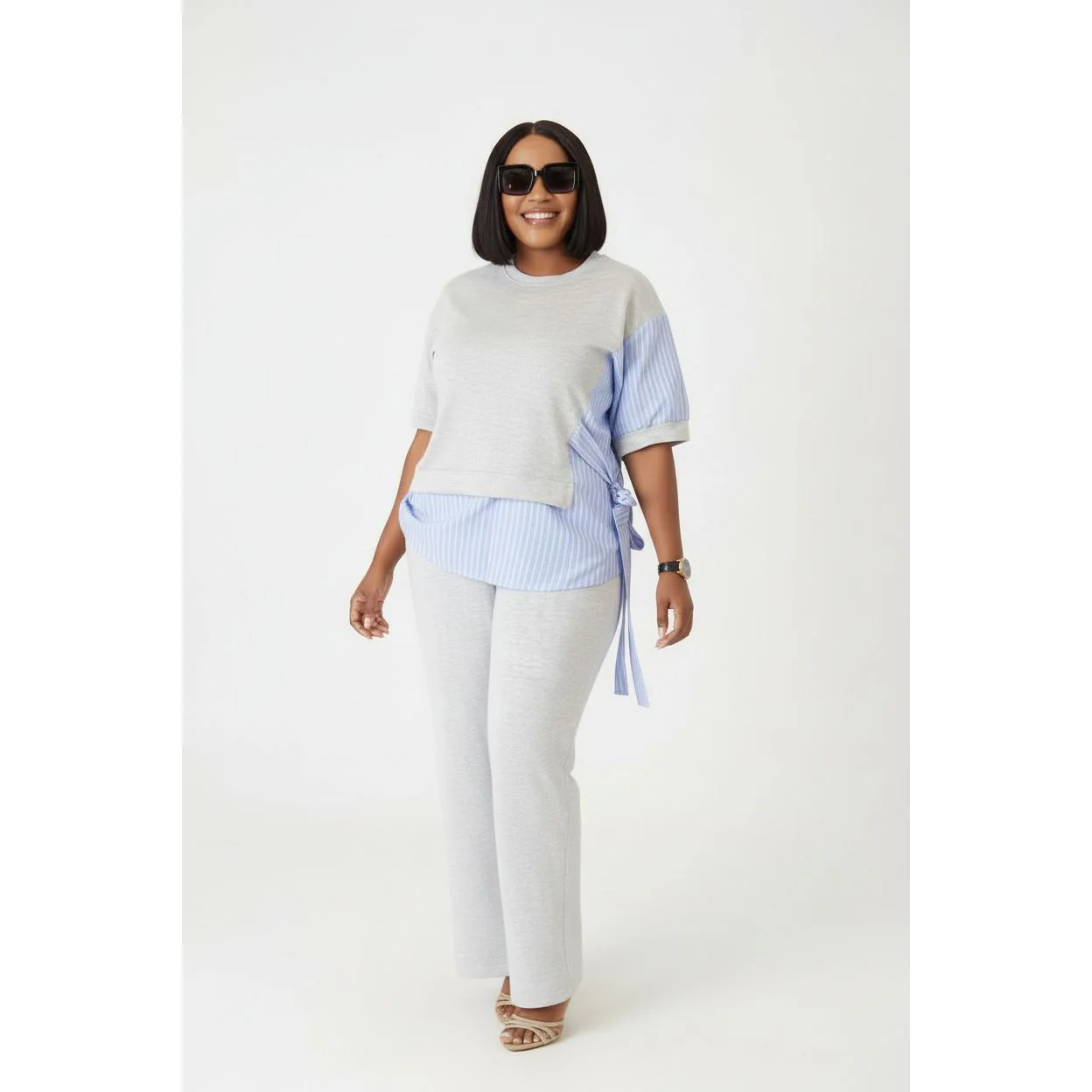 Short-Sleeved Top & High-Waisted Wide-Leg Pants - Image 2