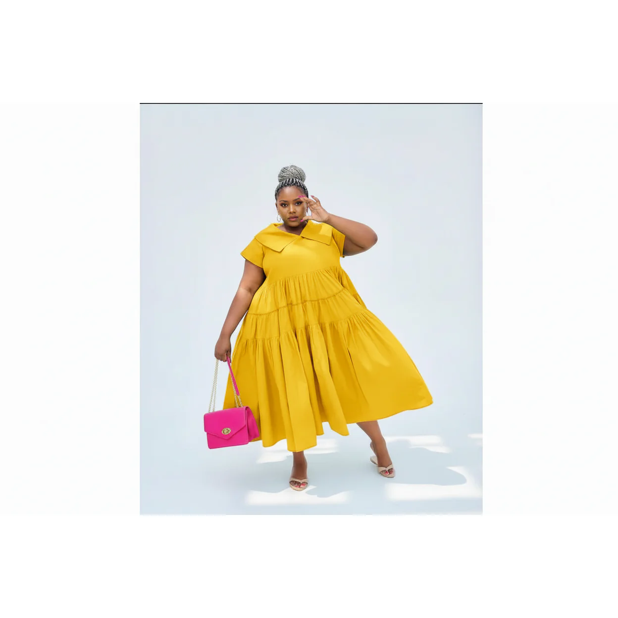 Short Sleeveless Bubble Plus-Size Dress - Image 3