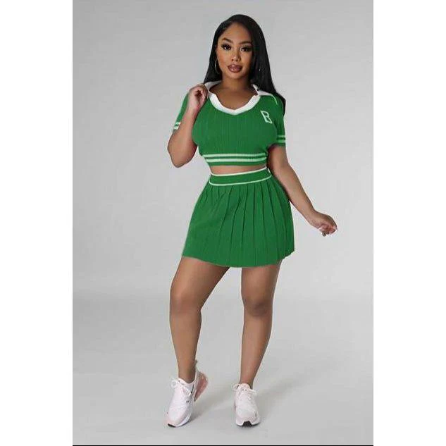 Short Sleeves Polo T Shirt Mini Skirt Casual 2 Piece Set - Image 4