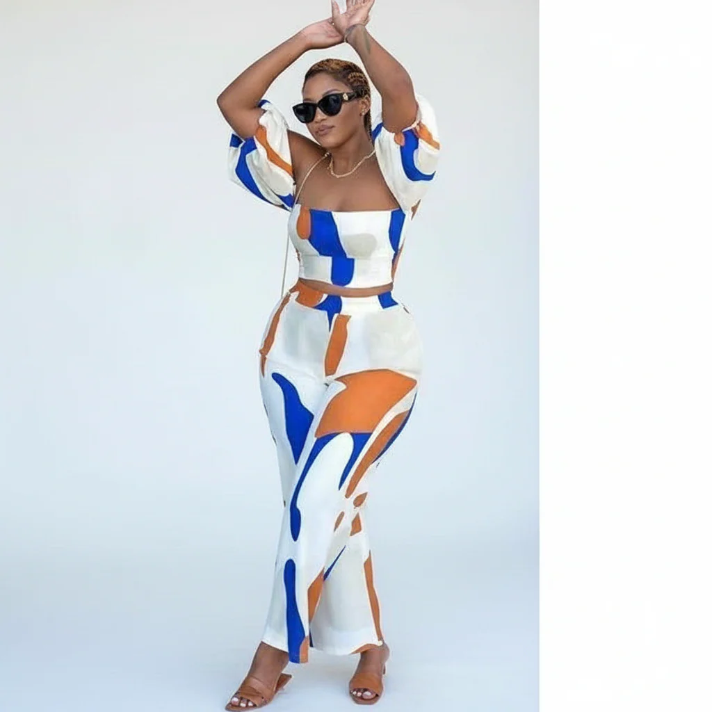 Shoulderless Top and Sexy Vintage Trouser Set. - Image 2