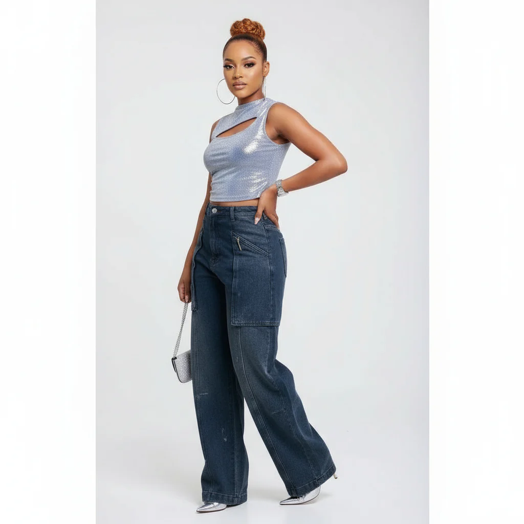 Side Pocket Wide Leg Jean - Image 2