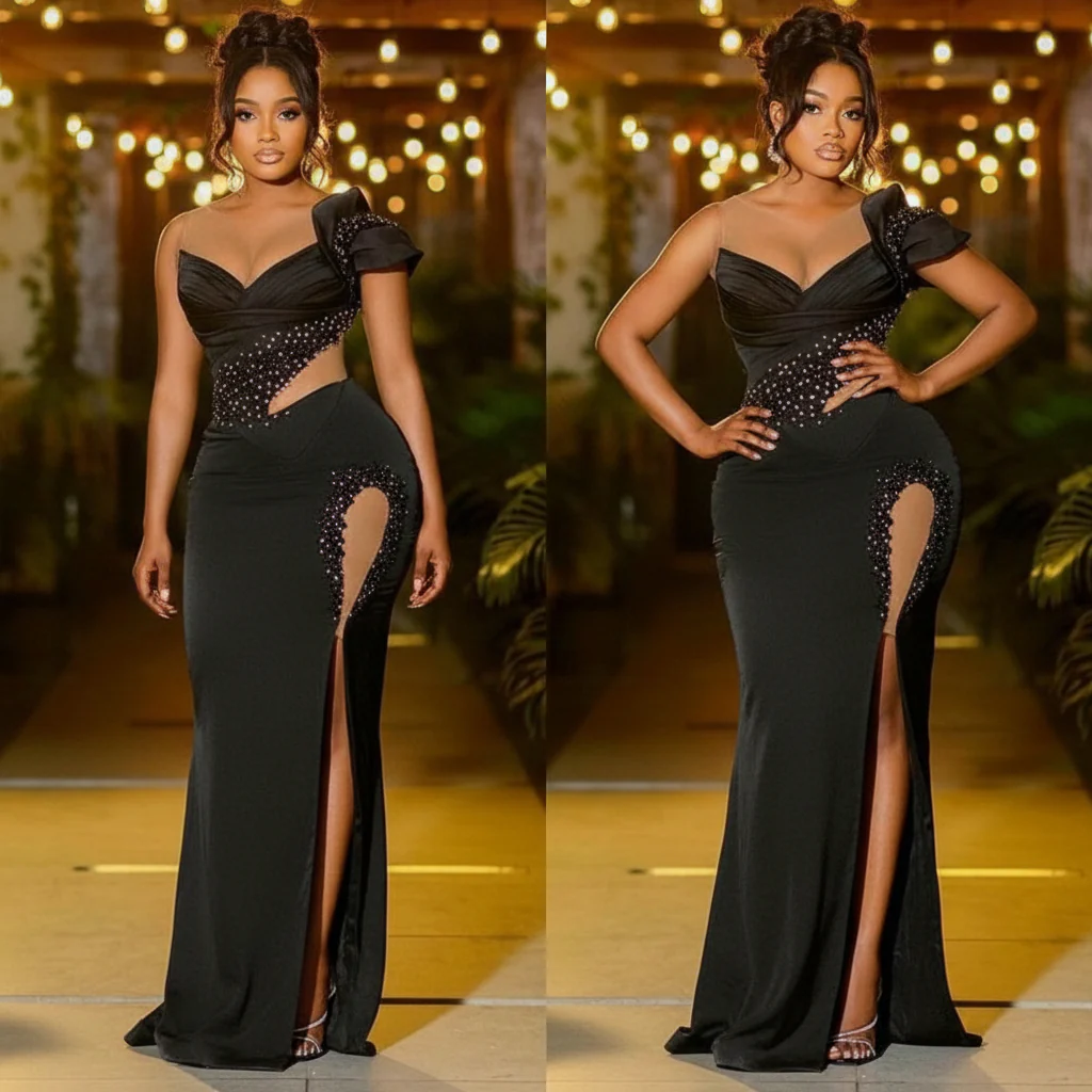 Side Slit Bead Detailed Dress