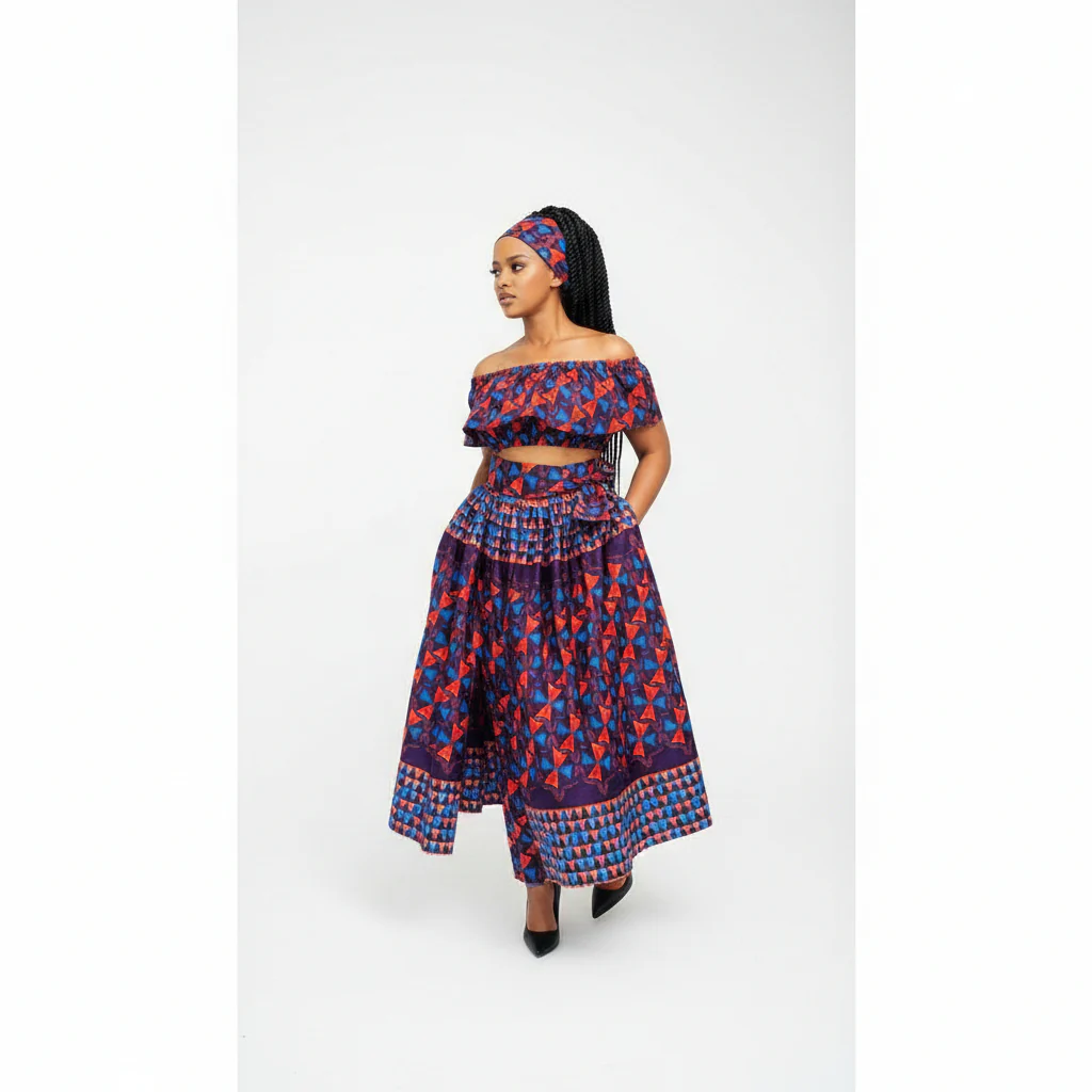 Side Slit High Waisted Skirt and Off Shoulder Top Set - Image 2