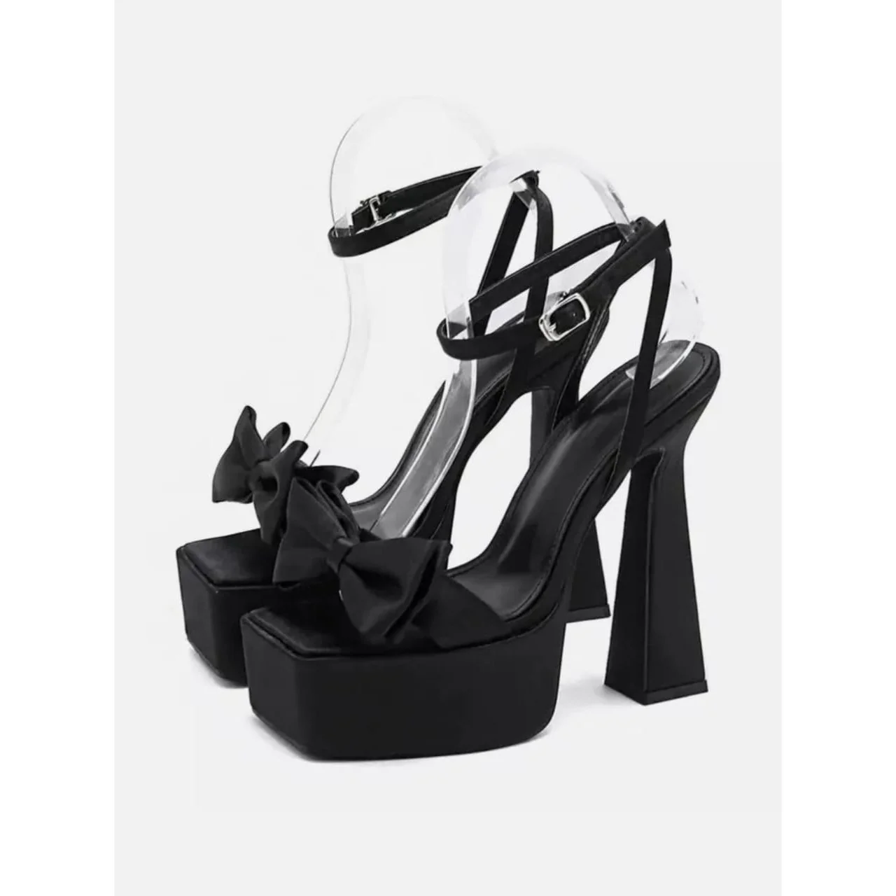 Silk Butterfly-knot Decor Buckle Strap Sandals - Image 2