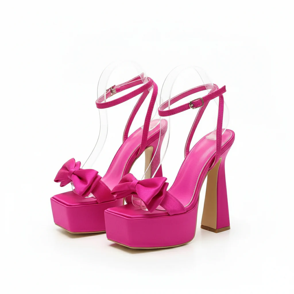 Silk Butterfly-knot Decor Buckle Strap Sandals - Image 3
