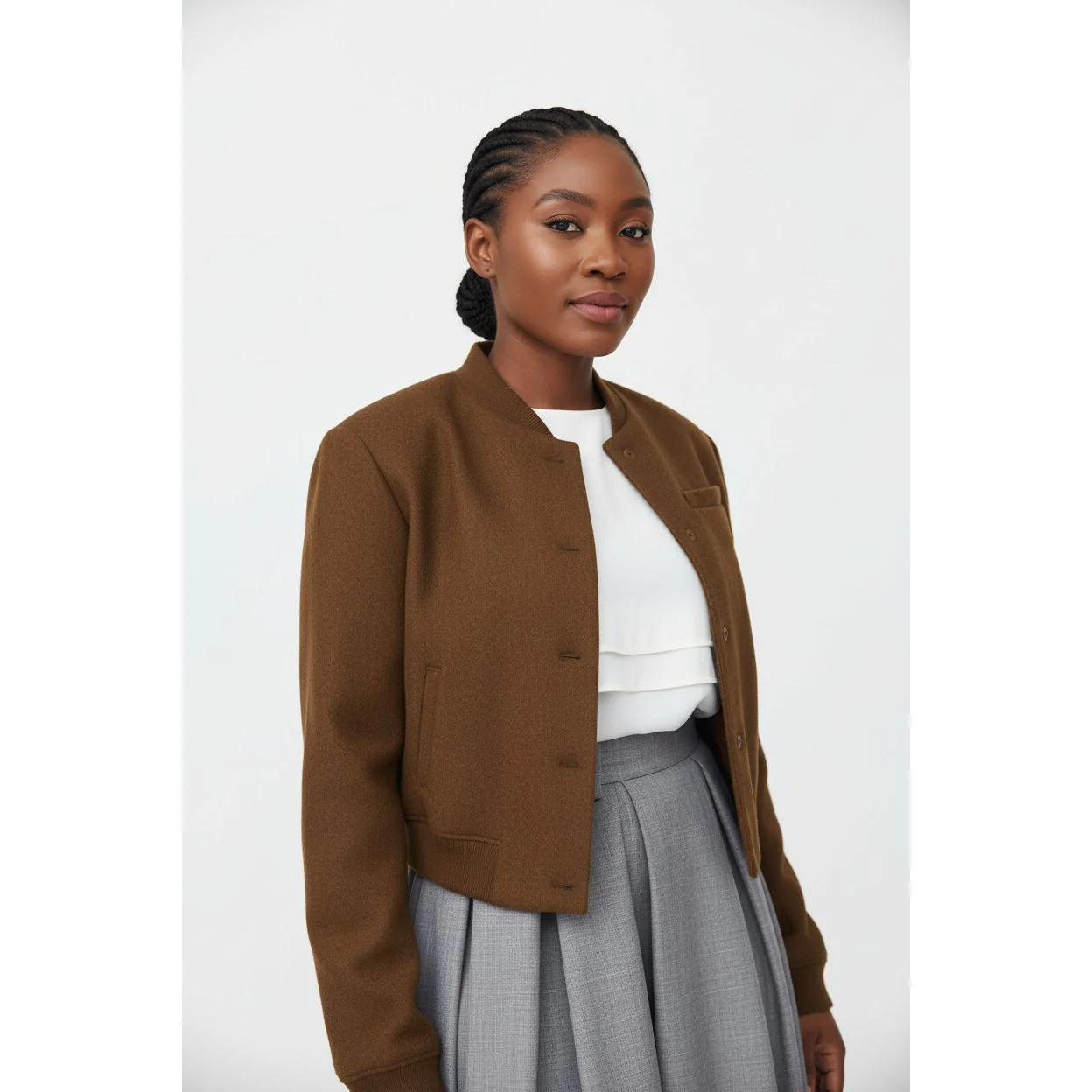 Single Breasted Casual Woolen Baseball Jacket - Image 2