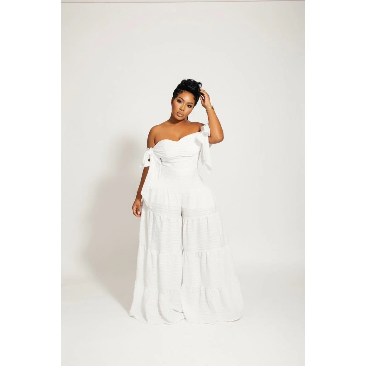 Slash Neck Off-Shoulder Wide Leg Jumpsuits - Image 6