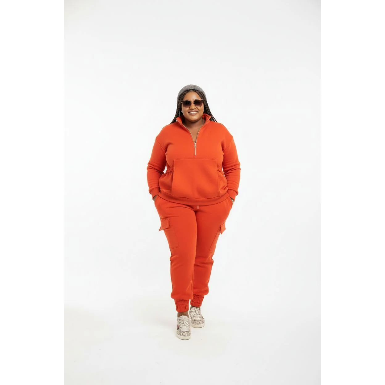 Sleeve Knit Top & Elastic Waist Pant Two Piece Tracksuit Set - Image 5