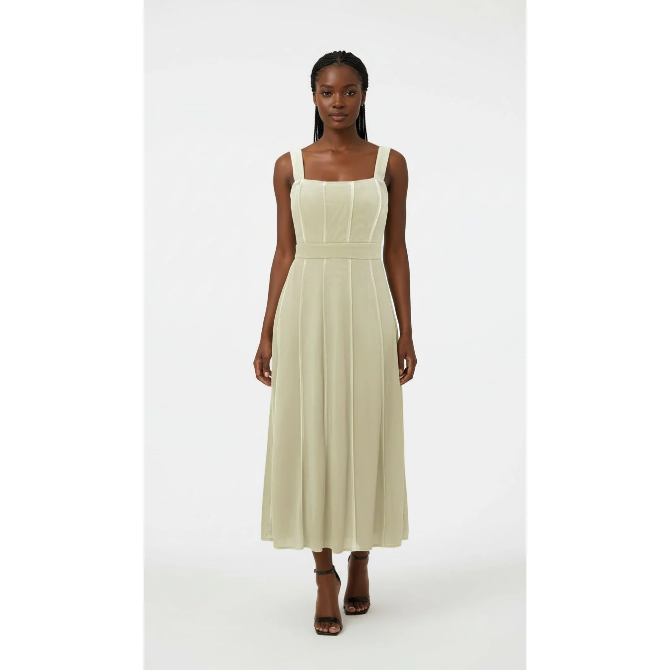 Sleeveless A-line Fitted Waist Midi Dress - Image 2