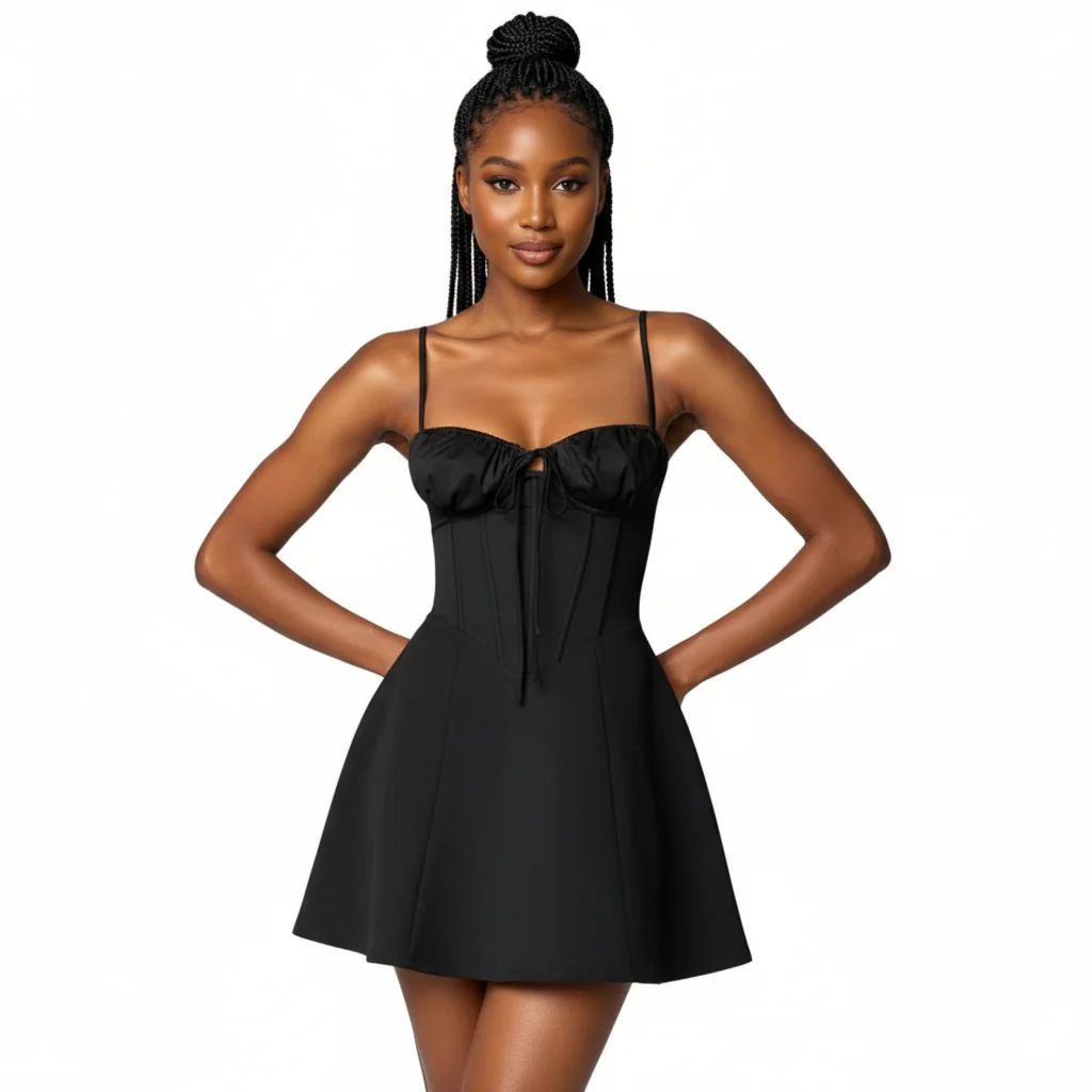 Sleeveless A-line Mini Dress.