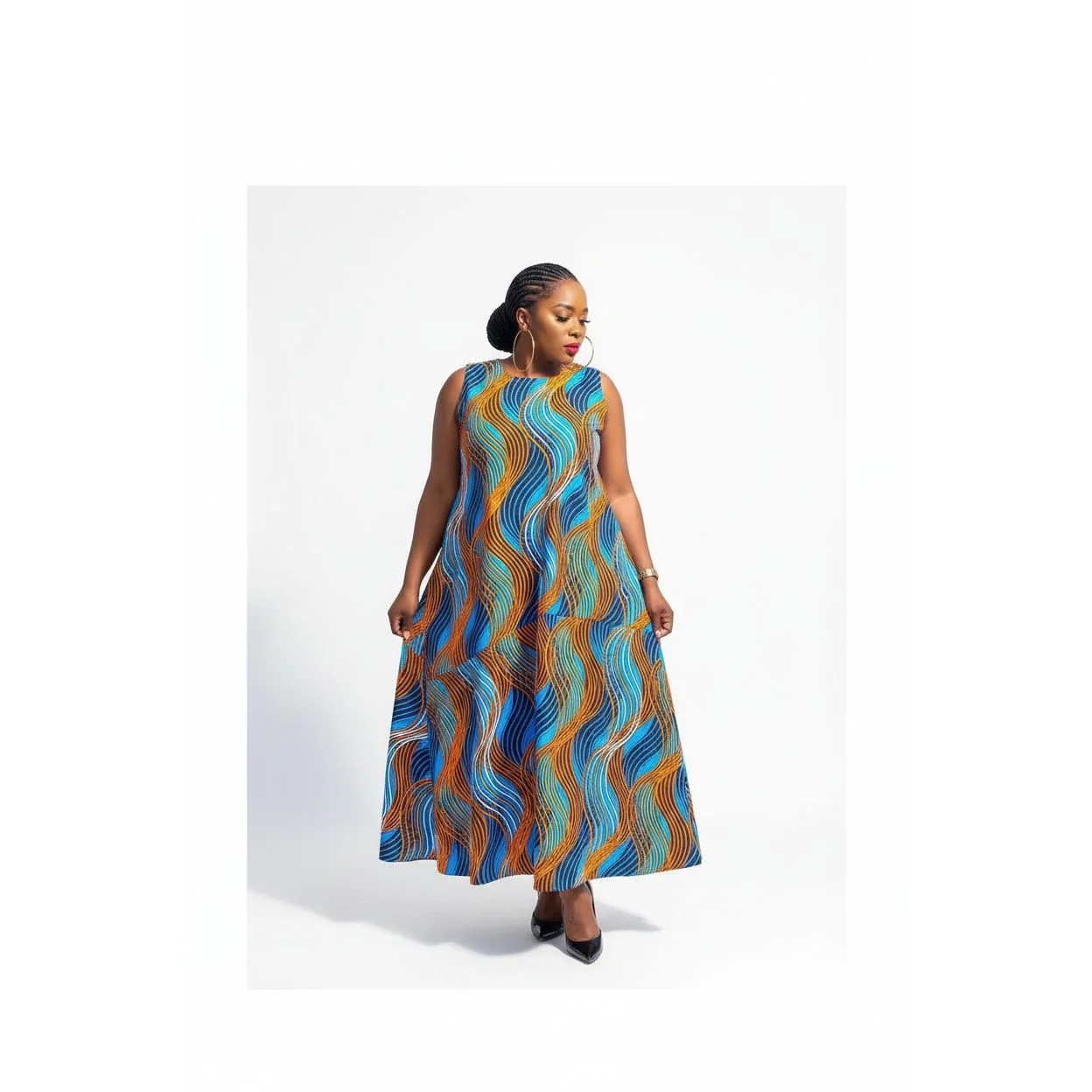 Sleeveless Bubble Ankara Dress