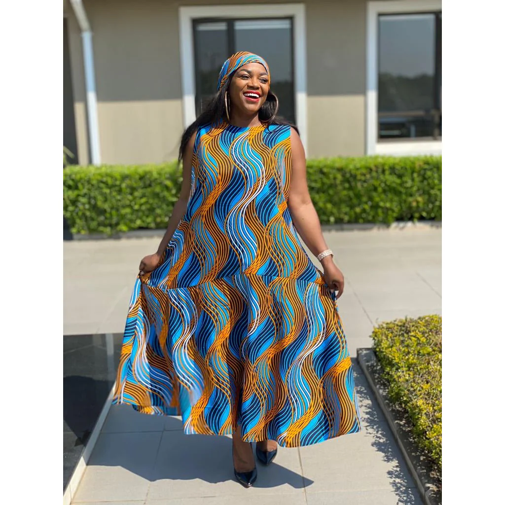 Sleeveless Bubble Ankara Dress - Image 10