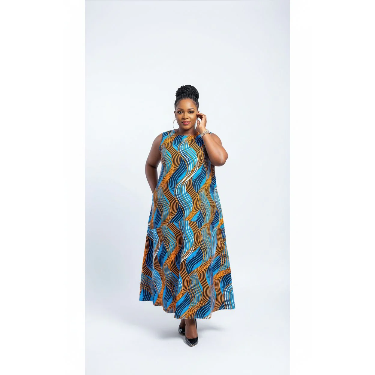 Sleeveless Bubble Ankara Dress - Image 2