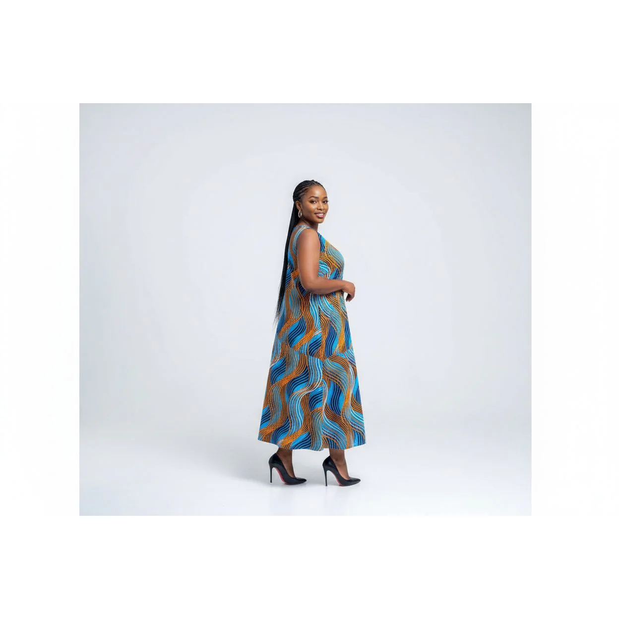 Sleeveless Bubble Ankara Dress - Image 3