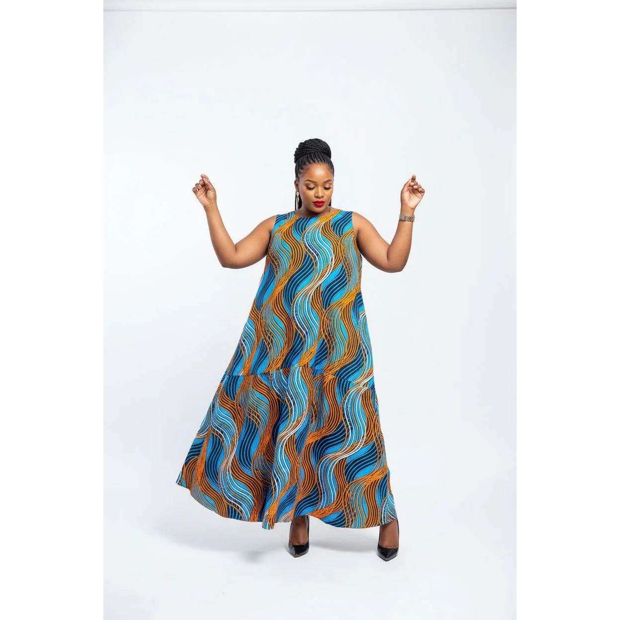 Sleeveless Bubble Ankara Dress - Image 4