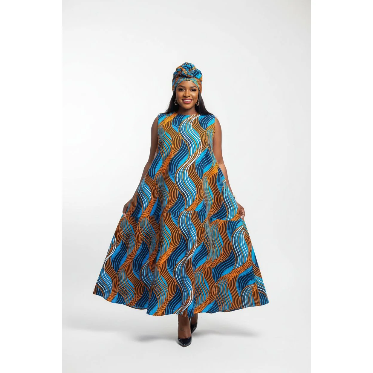 Sleeveless Bubble Ankara Dress - Image 6