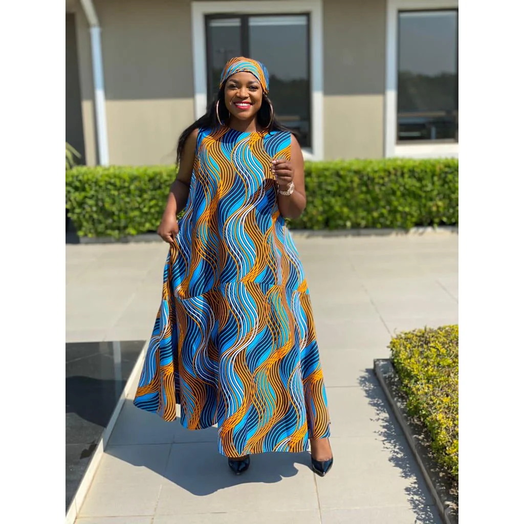 Sleeveless Bubble Ankara Dress - Image 7