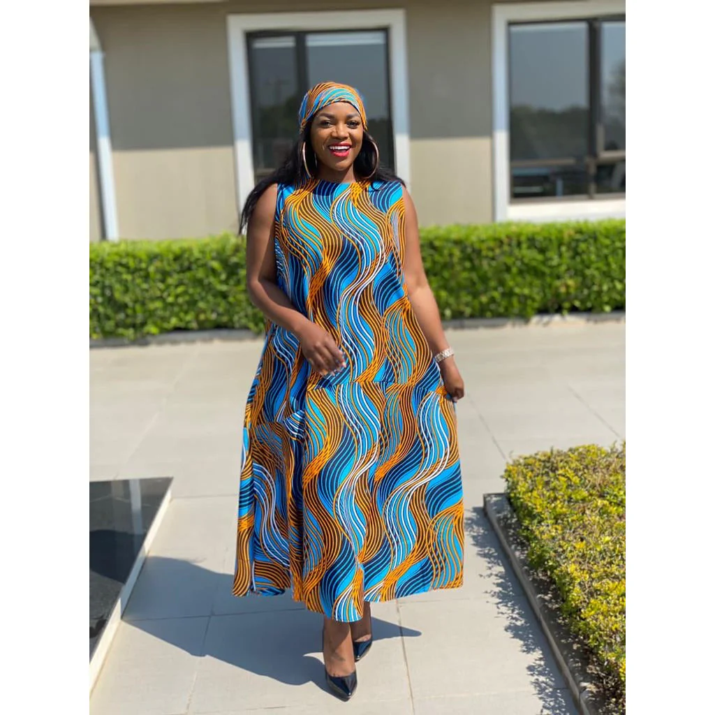 Sleeveless Bubble Ankara Dress - Image 8