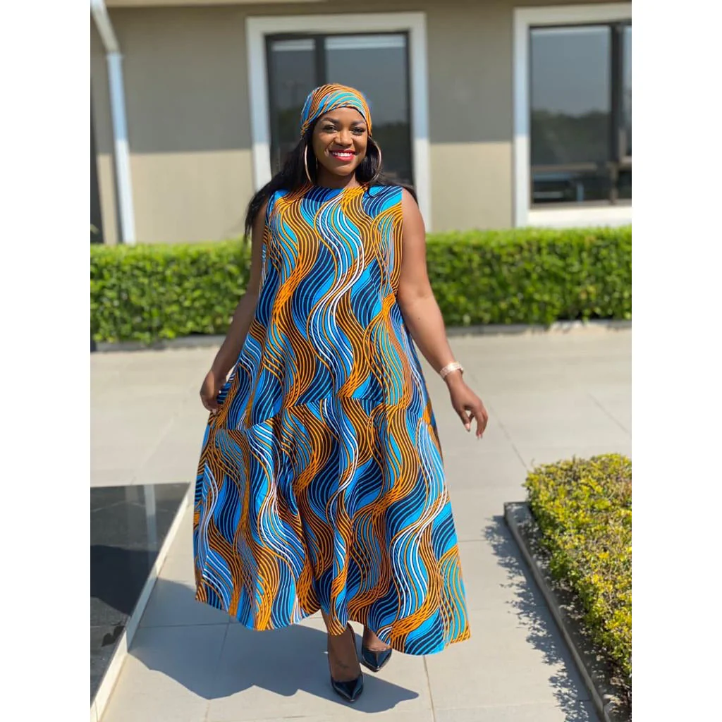 Sleeveless Bubble Ankara Dress - Image 9