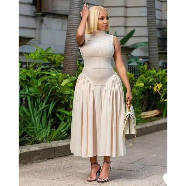 Sleeveless Corset Pleated Midi Dress. - Image 2