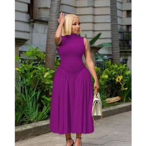 Sleeveless Corset Pleated Midi Dress. - Image 3