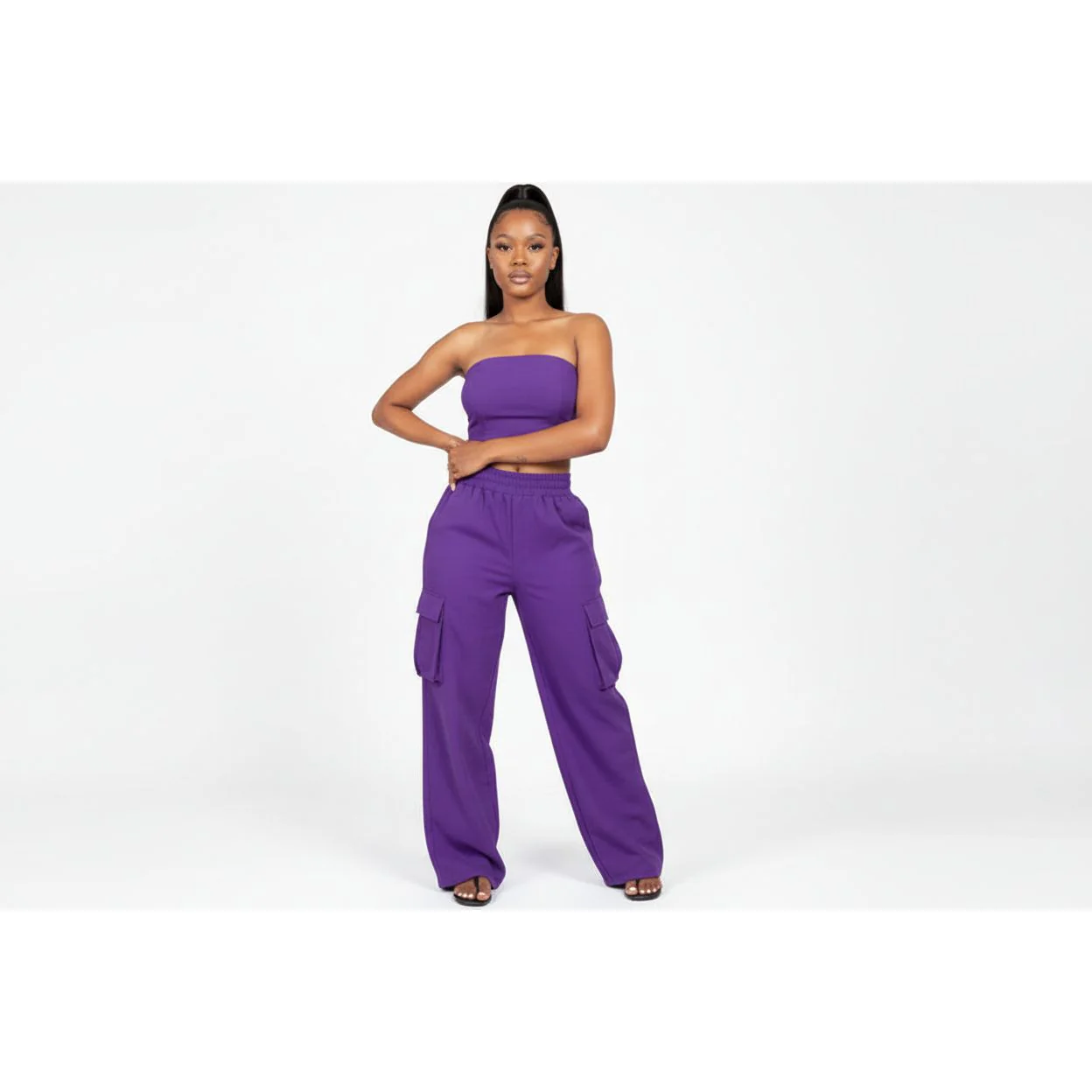 Sleeveless Crop Top and Pant Set - Image 2