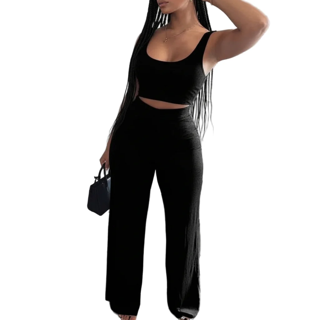Sleeveless Crop Top And Pant Set - Image 5