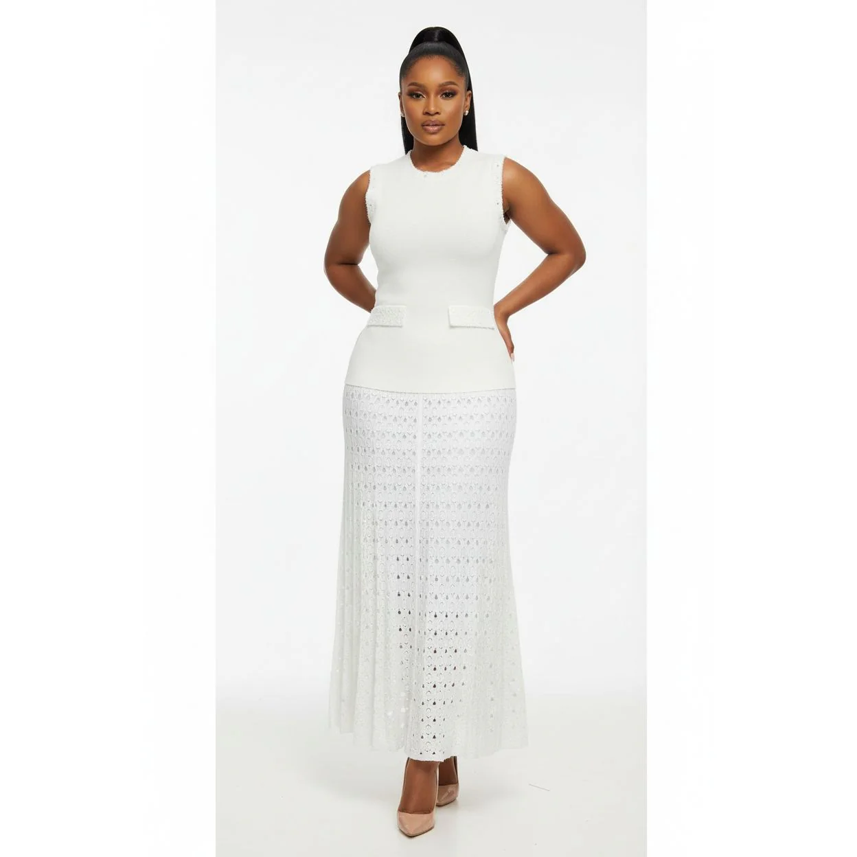 Sleeveless Elegant Pleated Slim A-Line Dress
